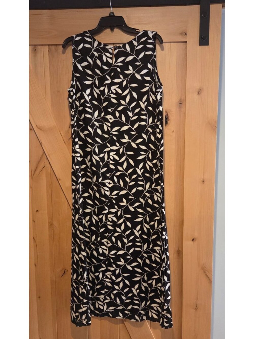 Vtg Bentley Maxi Dress Sz 14 Leaf Black Retro Trad Wife Cottage Garden *flaw - Picture 2 of 14